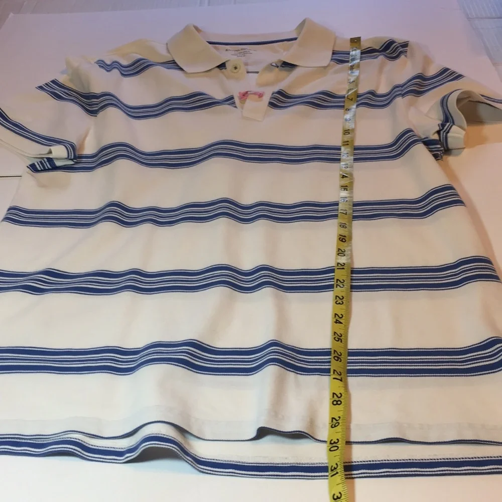 Banana Republic Fitted Polo White and Blue Stripes Size XL